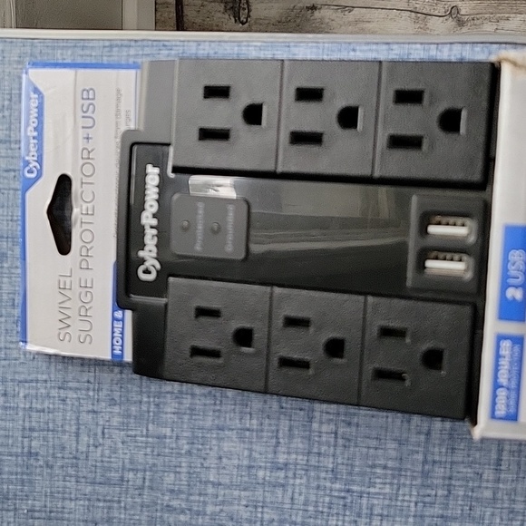 Cyber Power Swivel Surge Protector +USB. Six Outlets  Two USB Charging Ports - Picture 4 of 8